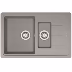 Franke Basis BFG 651-78, Evier à poser, Rectangulaire, Granit, Gris, 2 bols, Rectangulaire