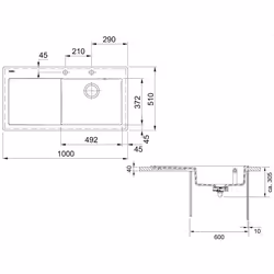 Franke Mythos MTK-611-I Evier à poser Rectangulaire Vitrocéramique