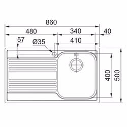 Franke RPX 611-86 Evier encastré Rectangulaire Acier inoxydable - Vue supplémentaire 2