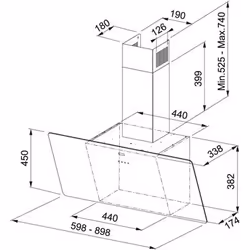 Franke FPJ 915 V BK A Montée au mur Noir 560 m³/h C