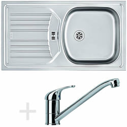 Franke - Colonnes - Set de cuisine N48, évier en inox etn 614 6/4' nova + robinet fb 250, chrome 101.0366.097