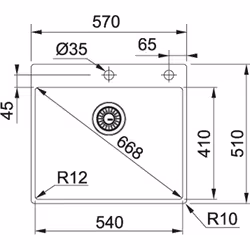 Franke Box BXX 210-54 TL Evier à poser Rectangulaire Acier inoxydable