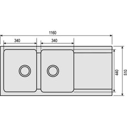 Vier de synthèse Orion 2 cuves + 1 égouttoir Urban Grey Franke france s.a.s