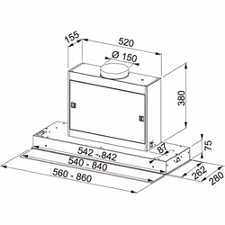 Franke FMPOS 908 BI X Semi-intégrée (semi-encastrée) Acier inoxydable 520 m³/h A