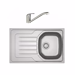 Ce pack Franke 894184 est doté d'évier à encastrer 1 cuve + égouttoir ONDALINE OLX 611-79 en finition inox lisse (1 cuve, liv ...