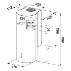 Franke FTU 3805 XS Montée au mur Acier inoxydable 590 m³/h