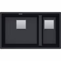 Franke Kubus 2 KNG 120, Evier encastré, Rectangulaire, Fragranite, Noir, 2 bols, Rectangulaire