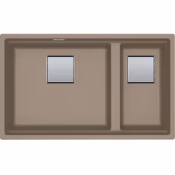 Présentation Cuve Kubus 2.0 Fragranit KNG 120 - Oyster - Bonde Automatique - 760 x 460 x 200/200 mm Sans égouttoir, Sous-plan ...