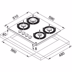 Franke FHMF 604 4G C OY Marron Intégré 60 cm Gaz 4 zone(s) - Vue supplémentaire 2