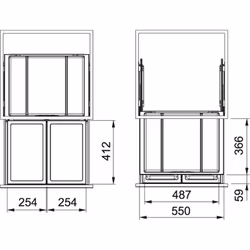 Franke Sorter FX 60 26-26 52 L 2 Nombre de paniers Gris