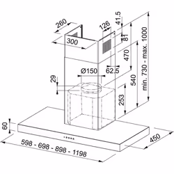 Franke FDF EG6 60 XS Montée au mur Acier inoxydable 250 m³/h