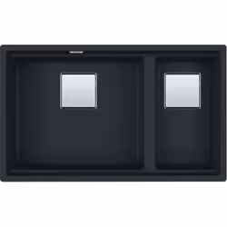 Présentation Cuve Kubus 2.0 Fragranit KNG 120 - Noir mat - Bonde Automatique - 760 x 460 x 200/200 mm Sans égouttoir, Sous-pl ...