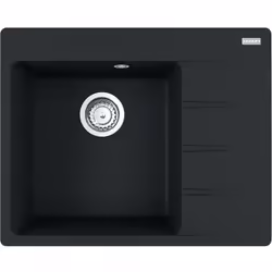 Évier de cuisine Centro, égouttoir à droite couleur : noir mat matériau : Fragranit+ finition de surface Sanitized® convient  ...