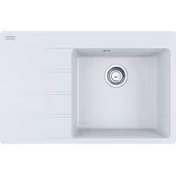 Évier de cuisine Centro, égouttoir à gauche couleur : blanc - glace matériau : Fragranit+ finition de surface Sanitized® conv ...