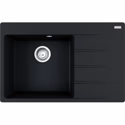 Évier de cuisine Centro, égouttoir à droite couleur onyx matériau : Fragranit+ finition de surface Sanitized® convient pour m ...