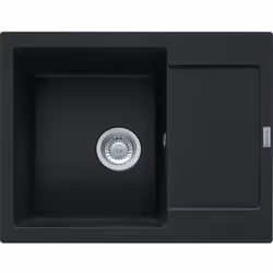 Évier MRG 611-62, égouttoir réversible couleur : noir mat matériau : Fragranit+ finition de surface : Sanitized® convient pou ...
