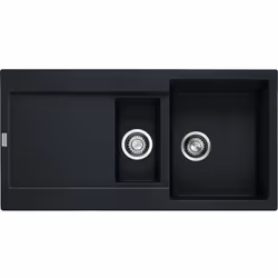 Évier de cuisine MRG 651, réversible couleur : noir mat matériau : Fragranit+ finition de surface : Sanitized® égouttoir réve ...