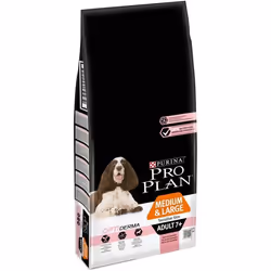 Purina Pro Plan Medium & Large Adult 7+ Sensitive Skin OPTIDERMA, Adulte, Maxi (26 - 44kg), Moyen (11 - 25kg), Saumon, 14 ...