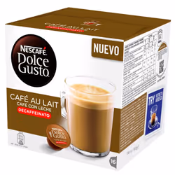 Nescafé Dolce Gusto Café au Lait Decaffeinated, Dosette de café, Cafe au lait, 16 tasses, Nescafé, Whole Milk Powder (71.9%), ...