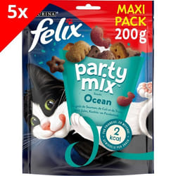 FELIX Party Mix Saveur de LOcéan : Saumon Colin Truite - 5x200g - Friandises pour chat