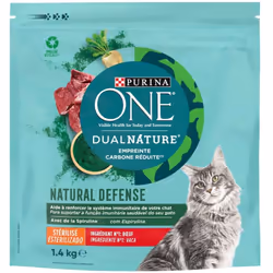 Croquettes Spécial Chat Stérilisé Bœuf et Spiruline, PURINA ONE 1.4 KG Aide à renforcer le système immunitaire de votre chat. ...