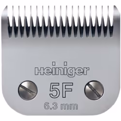 Tête de coupe N°5F Saphir Heiniger. Cette tête de coupe est compatible avec tous les modèles de tondeuses utilisant le clip s ...