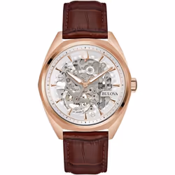 Montre - BULOVA - 97A175 - Mécanique - Acier inoxydable - Cuir marron - 41 mm