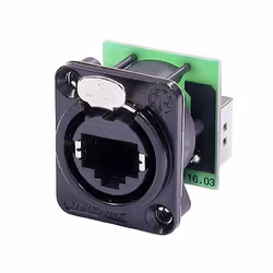 Neutrik NE8FDP-B, RJ-45, Noir, Vert, Argent, Chrome, Zinc, Cat5e, Nickel/Or, TIA/EIA 586B, IEC11801, UL 94 V-0