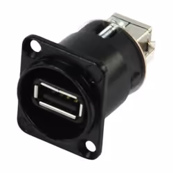 Neutrik NAUSB-B, USB A (F), USB B (M), Noir, Argent