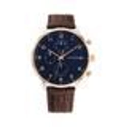 Bracelet cuir et tissu homme - Tommy Hilfiger - Montre Tommy Hilfiger Leonard cuir marron
