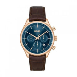 Boss Gregor Montre Homme Chronographe Acier Doré Rose Cuir Marron 1514050