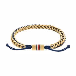 Bracelet - Tommy Hilfiger - 2790512 - Acier Doré - Cordon Bleu - Homme