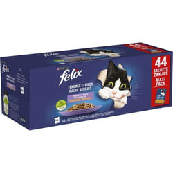 FELIX Tendres Effiles en Gelee Viandes-Poissons - 44 x 85 g - Sachets fraicheur pour chat adulte
