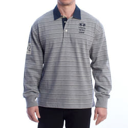 Polo à manches longues coupe confort pour hommes UMP304-JS336-Rayures grises