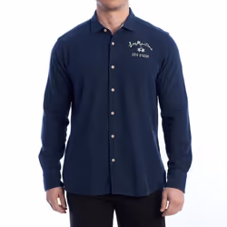 Chemise à manches longues - LA MARTINA - YMC036-JS394 - Bleu - Regular Fit - Col classique