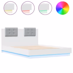 SOLDES dAutomneCadre de lit - 2 Persones - avec lumineuse LED - lattes de contreplaqué - blanc 140x190 cm - HOMEFR5479