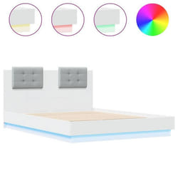 SOLDES dAutomneCadre de lit - 2 Persones - avec lumineuse LED - lattes de contreplaqué - blanc 140x190 cm - HOMEFR5479
