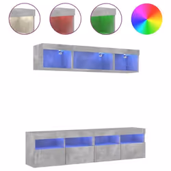 SOLDES dAutomneUnités murale - Meuble de salon - LEMON -s TV avec LED 5 pcs gris béton bois dingénierie - HOMEFR5462