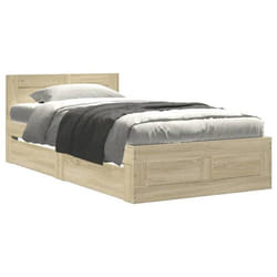 SOLDES dAutomneCadre de lit et tête de lit Simple - 1 Personne - chêne sonoma 90x190 cm - HOMEFR8907