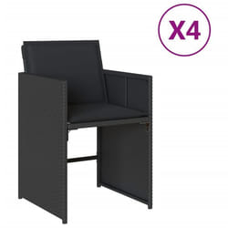 SOLDES dAutomneChaises de jardin lot de 4 - 4 personnes - résiste et durable - avec Coussins amovibles noir résine tressée -