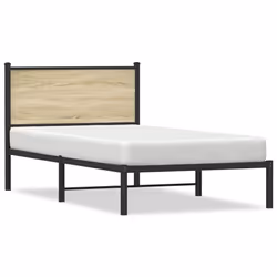 SOLDES dAutomneCadre de lit en métal - 1 Personne - lattes en métal - chêne sonoma 100x200 cm - HOMEFR8296