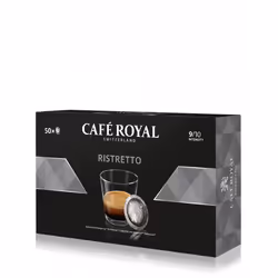 Café Royal RISTRETTO, Dosette de café, Ristretto, 50 tasses, 9/10, Noir, Boîte
