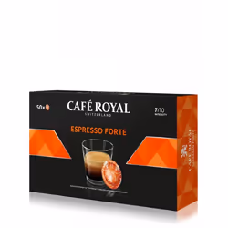 Café Royal Espresso Forte, Dosette de café, Espresso, Nespresso, 50 tasses, 7/10, Boîte