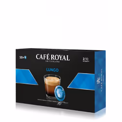 Café Royal LUNGO, Dosette de café, Lungo, 50 tasses, 3/10, Noir, Bleu, 4009250079701 mm