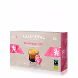 Café Royal Lungo Forte Bio, Dosette de café, Lungo, Nespresso, 50 tasses, 5/10, Gris, Rose