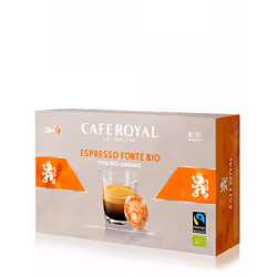 Café Royal Espresso Forte Bio, Dosette de café, Espresso, Ristretto, Nespresso, 50 tasses, 8/10, Gris, Orange