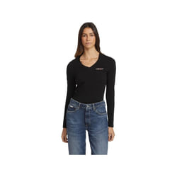 T-shirt manches longues slim col V mini America femme Guess