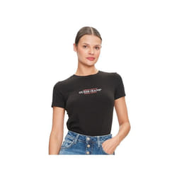 T shirt Guess Femme American Noir Coton