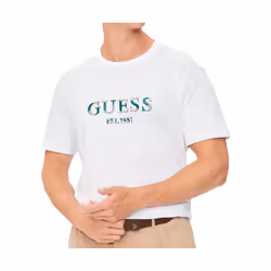 T shirt - Guess - Homme - EST 1981 - Blanc - Coton