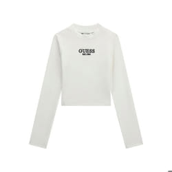 T-shirt extensible en côtelée manches longues fille Guess